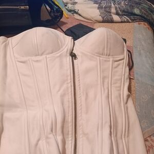 Rue21 White Strapless Corset Top with Front Zip